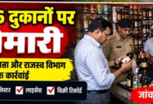 छह शराब की दुकानों पर छापा, संचालकों में मचा हड़कंप,
