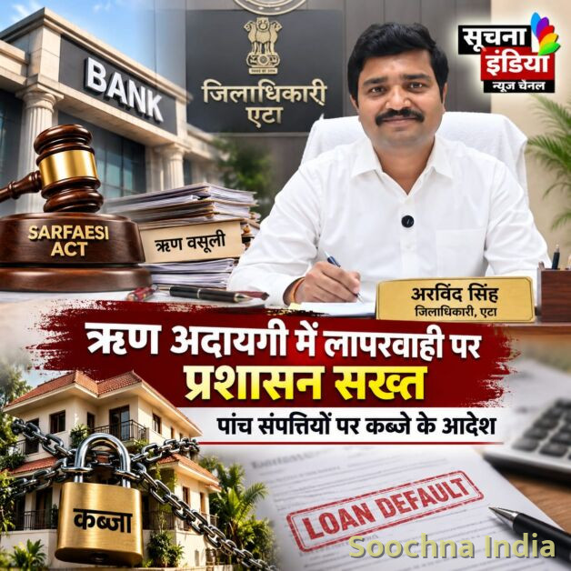 ऋण अदायगी में लापरवाही पर प्रशासन सख्त, पांच संपत्तियों पर कब्जे के आदेश,